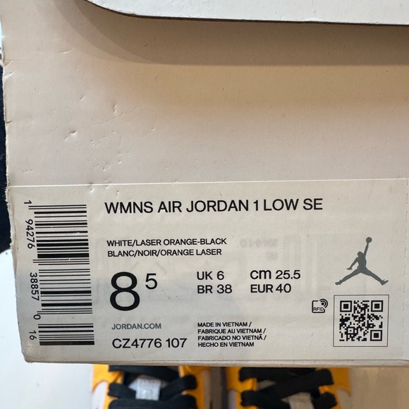 Nike Wms Air Jordan 1 Low “Laser Orange" Black and Yellow Sneakers - Size 8.5 - Picture 8 of 8